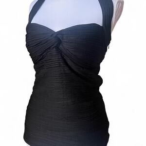 Morgan Black Ruched Halter Top Sweetheart Neckline 00s Y2K Party Evening Size S